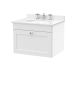 600mm Wall Hung 1 Drawer Vanity & Marble Top 3TH - Nuie CLC194WR3 White, White colour ,image 1