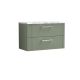 800 Wall Hung 2-Drawer Vanity & Laminate Worktop - Nuie DPF895LCM Green, Green colour ,image 1