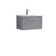 600mm Wall Hung Single Drawer Vanity & Basin 4 - Nuie DPF294G Grey, Grey colour ,image 1