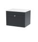 600mm Wall Hung 1-Drawer Vanity with Marble Top - Nuie CLC1494WMT Black, Black colour ,image 1