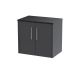 600mm Wall Hung 2 Door Vanity & Laminate Top - Hudson Reed JNU2223LSB Grey, Grey colour ,image 1