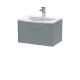 600mm Wall Hung Single Drawer Vanity & Basin 4 - Hudson Reed JNU2322G Grey, Grey colour ,image 1