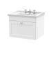 600mm Wall Hung 1 Drawer Vanity & Basin 3TH - Nuie CLC194G White, White colour ,image 1