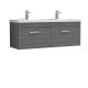 1200mm Wall Hung Cabinet With Double Basin - Nuie ATH039C Anthracite Woodgrain, Brown/Grey colour ,image 1