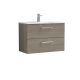 800mm Wall Hung 2 Drawer Vanity & Basin 2 - Nuie ARN2526B Oak, Oak colour ,image 1
