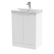600mm Floor Standing 2 Door Vanity & Basin 3 - Hudson Reed DFF125D White, White colour ,image 1