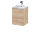 400mm 1-Door Wall Hung Unit & Basin - Hudson Reed CBI3039 Oak, Oak colour ,image 1