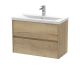 800mm Wall Hung 2 Drawer Unit & Basin 1 - Nuie HAV806A Oak, Oak colour ,image 1