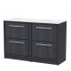 1200mm Floor Standing 4-Drawer Vanity with Marble Worktop - Hudson Reed LIL2233WMT2 Grey, Grey colour ,image 1