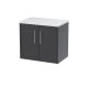 600mm Wall Hung 2 Door Vanity & Laminate Top - Hudson Reed JNU2223LSW Grey, Grey colour ,image 1