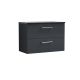 800mm Wall Hung 2 Drawer Vanity & Laminate Top - Nuie ARN1426LSB Black, Black colour ,image 1