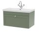 800mm Wall Hung 2-Door Vanity with Basin - 1 Tap Hole - Nuie CLC896E Green, Green colour ,image 1