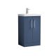 500mm Floor Standing 2 Door Vanity & Basin 3 - Nuie DPF323D Blue, Blue colour ,image 1