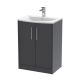 600mm Floor Standing 2 Door Vanity & Basin 4 - Hudson Reed JNU2203G Grey, Grey colour ,image 1