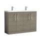 1200mm Floor Standing 4 Door Vanity & Double Basin - Nuie ARN2503F Oak, Oak colour ,image 1