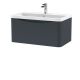 800mm Wall Hung 1 Drawer Vanity & Polymarble Basin - Nuie LUN1406 Black, Black colour ,image 1