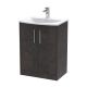 600mm Floor Standing 2 Door Vanity & Basin 4 - Hudson Reed JNU2603G Brown, Brown colour ,image 1