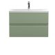800mm Wall Hung 2 Drawer Unit & Basin 1 - Hudson Reed URB806A Green, Green colour ,image 1