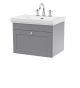600mm Wall Hung 1-Drawer Vanity & Basin 3TH - Nuie CLC294B Grey, Grey colour ,image 1