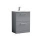 600mm Floor Standing 2 Drawer Vanity & Basin 4 - Nuie ARN2233G Grey, Grey colour ,image 1