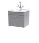 500mm Wall Hung 1-Drawer Unit & Curved Basin - Nuie CLC291J Grey, Grey colour ,image 1