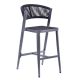 Rope Weave Bar Chair Half Back With Woven Seat - 690 x 1100 - Grey