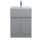 600mm Floor Standing 2-Door/Drawer Vanity Unit & Basin 3 - Hudson Reed URB203D Satin Grey, Grey colour ,image 1