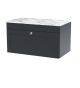 800mm Wall Hung 2-Door Vanity with Marble Top - Nuie CLC1496CMT Black, Black colour ,image 1