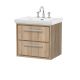 600mm Wall Hung 2-Drawer Vanity with Basin - 3 Tap Hole - Hudson Reed LIL3024B Oak, Oak colour ,image 1