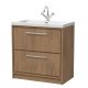 800mm Floor Standing 2-Drawer Vanity with Basin - 1 Tap Hole - Hudson Reed LIL2735L Oak, Oak colour ,image 1