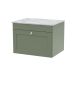 600mm Wall Hung 1-Drawer Vanity with Marble Top - Nuie CLC894GMT Green, Green colour ,image 1