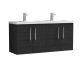 1200mm Wall Hung 4 Door Vanity & Double Basin - Nuie ARN623C Black, Black colour ,image 1