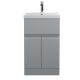 500mm Floor Standing 2-Door/Drawer Vanity Unit & Basin 3 - Hudson Reed URB201D Satin Grey, Grey colour ,image 1