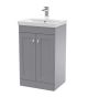 500mm Floor Standing 2 Door Vanity & Basin 3 - Nuie CLC223E Grey, Grey colour ,image 1