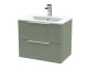 600mm Wall Hung 2 Drawer Vanity & Basin 2 - Hudson Reed DFF893B Green