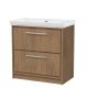 800mm Floor Standing 2-Drawer Vanity with Basin - 0 Tap Hole - Hudson Reed LIL2735H Oak, Oak colour ,image 1