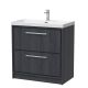 800mm Floor Standing 2-Drawer Vanity with Basin - 1 Tap Hole - Hudson Reed LIL2235E Grey, Grey colour ,image 1