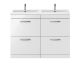 1200mm Floor Standing Cabinet With Double Ceramic Basin - Nuie ATH034F Gloss White, White colour ,image 1