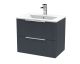 600mm Wall Hung 2 Drawer Vanity & Basin 2 - Hudson Reed DFF1493B Black, Black colour ,image 1