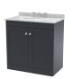 800mm Floor Standing 2 Door Vanity & Marble Top 3TH - Nuie CLC1426GR3 Black, Black colour ,image 1