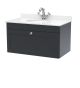 800mm Wall Hung 1 Drawer Vanity & Marble Top 1TH - Nuie CLC1496WR1 Black, Black colour ,image 1