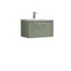600mm Wall Hung Single Drawer Vanity & Basin 4 - Nuie DPF894G Green, Green colour ,image 1