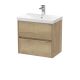 600mm Wall Hung 2 Drawer Unit & Basin 3 - Nuie HAV804D Oak, Oak colour ,image 1