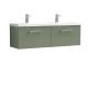 1200mm Wall Hung 2 Drawer Vanity & Double Basin - Nuie ARN822F Green, Green colour ,image 1
