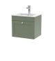 500mm Wall Hung 1 Drawer Vanity & Basin 2 - Nuie CLC891C Green, Green colour ,image 1