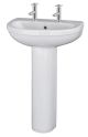 550mm 2TH Basin & Pedestal - Nuie CIV003 White, White colour ,image 1