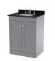 600mm Floor Standing 2 Door Vanity & Marble Top 3TH - Nuie CLC225BR3 Grey, Grey colour ,image 1