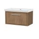 800mm Wall Hung Single Drawer Vanity with Basin - 0 Tap Hole - Hudson Reed LIL2725H Oak, Oak colour ,image 1