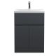 600mm Floor Standing 2 Door/Drawer Vanity & Basin 1 - Hudson Reed URB1403A Black, Black colour ,image 1