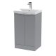 500mm Floor Standing 2 Door Vanity & Basin 3 - Hudson Reed DFF223D Grey, Grey colour ,image 1